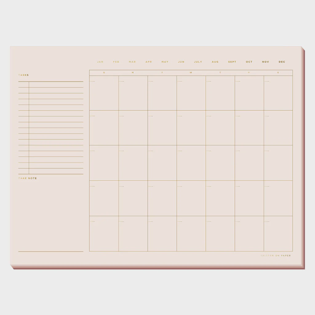 Open Dated Desk Calendar in Blush